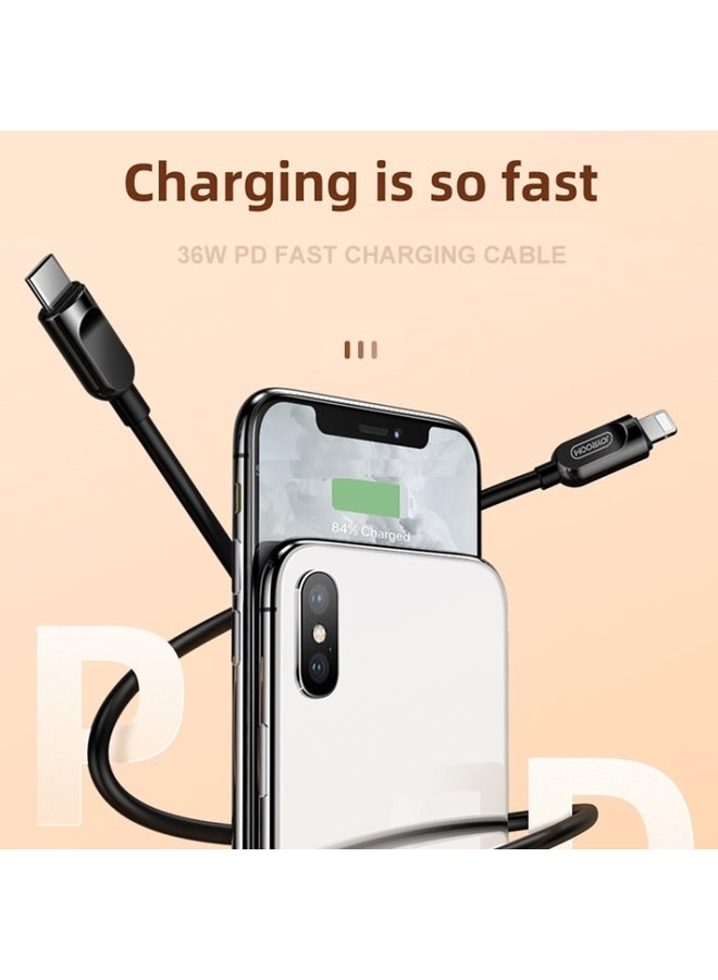 جوي روم كابل شحن S-M412 سريع بتقنية PD للتحويل من Type-C إلى Lightning أسود - Image 2