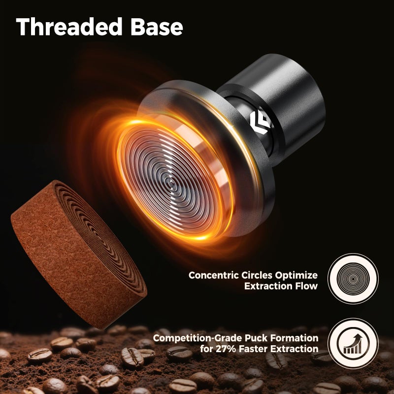 IKAPE تامبر إسبرسو IKAPE 51MM V6 مع ردود فعل صوتية، زنبركات قابلة للتبديل 15lb/30lb، تامبر إسبرسو منخفض الارتفاع مع نظام ثلاثي الزنبرك، يناسب فلاتر البورتافلتر 51mm - Image 3