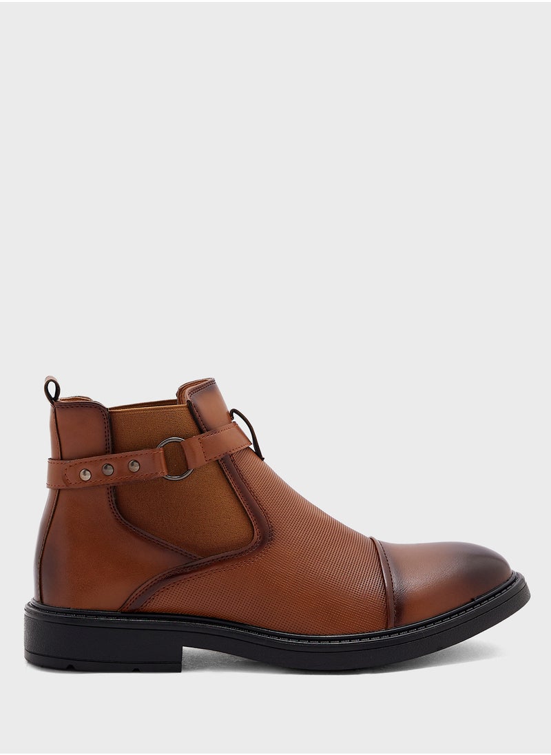 Robert Wood Strap Detail Formal Boots  - Image 1