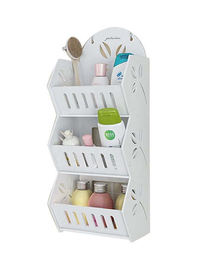 fashionhome Wall Mounted Bathroom Organizer Storage Rack White 15.5x12x47cm - Image 1