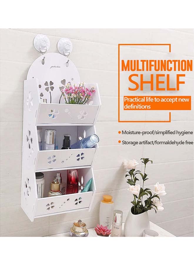 fashionhome Wall Mounted Bathroom Organizer Storage Rack White 15.5x12x47cm - Image 2