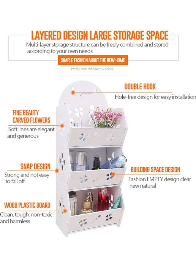 fashionhome Wall Mounted Bathroom Organizer Storage Rack White 15.5x12x47cm - Image 3
