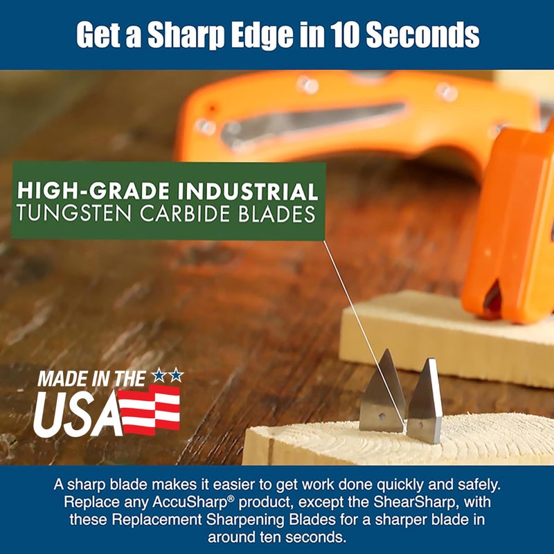 AccuSharp Knife Sharpener Blades, Tungsten Carbide Replacement Blades, 2 Pieces Reversible Replacement Blades, Industrial Sharpener Accessories - Image 5