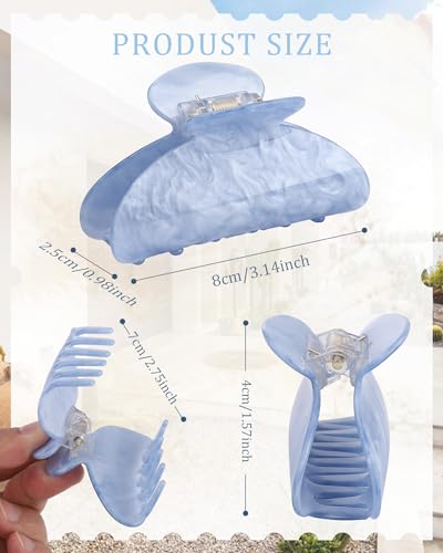 HAIMEIKANG Hair Clip 4Pcs Acrylic Large Hair Clips in White Blue Emerald Green Strong Hold Jaw Clips for Thick Thin Hair Cute Nonslip Claw Clips Stylish Hair Accessories for Women Girls - Image 3