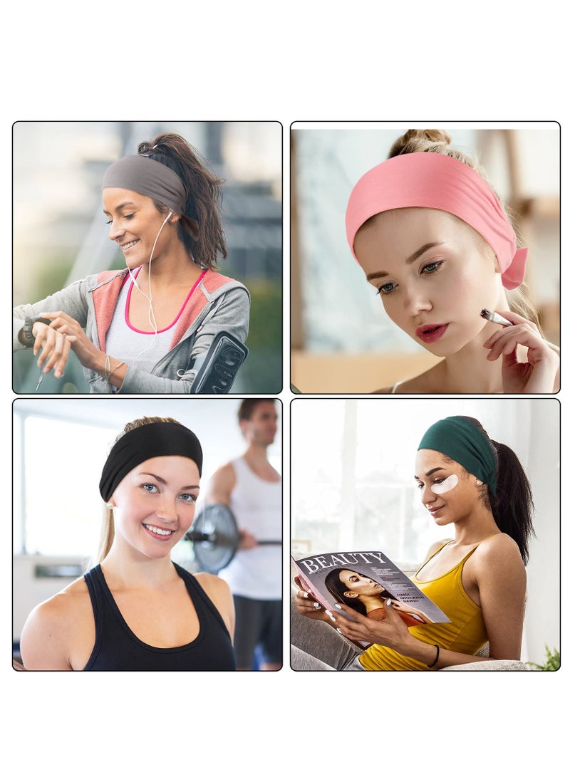 Loquat 6 Pieces Adjustable Headbands for Women Knotted Headbands , African Headband Yoga Elastic Non-Slip Floral Hair Bands for Running Hiking Cycling Workout,6 Colors (Without Patterns) - Image 5