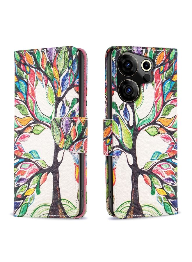 Case Cover For For Tecno Camon 20 Premier Colored Drawing Pattern Leather Phone Case(Tree Life)