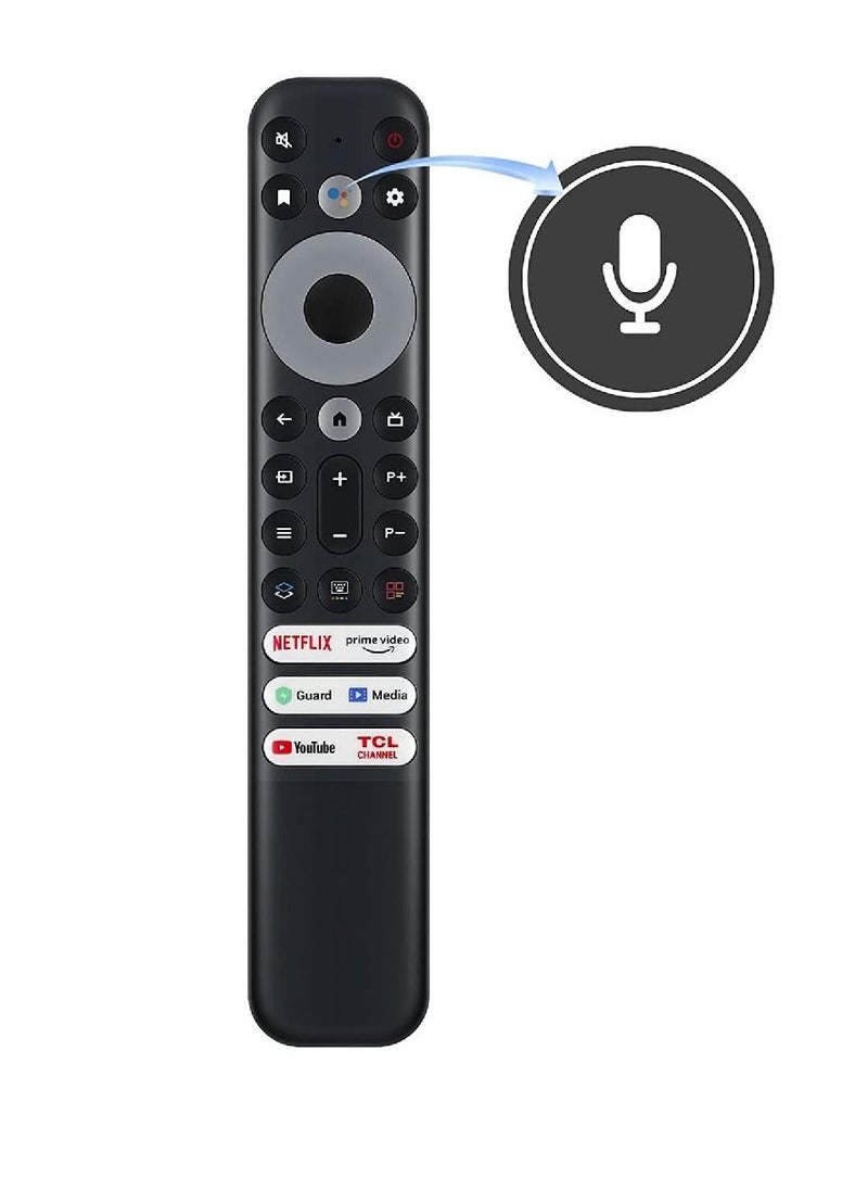ICS - Voice Remote Control Compatible For TCL 8K QLED 4 Series 4k UHD LED Smart Android Televisions with Netflix YouTube Guard Media Prime Video TCL Channel Apps Black - Image 1