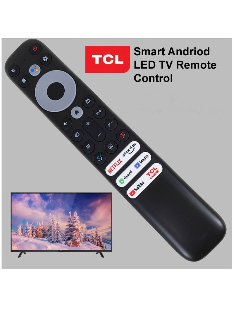 ICS - Voice Remote Control Compatible For TCL 8K QLED 4 Series 4k UHD LED Smart Android Televisions with Netflix YouTube Guard Media Prime Video TCL Channel Apps Black - Image 1