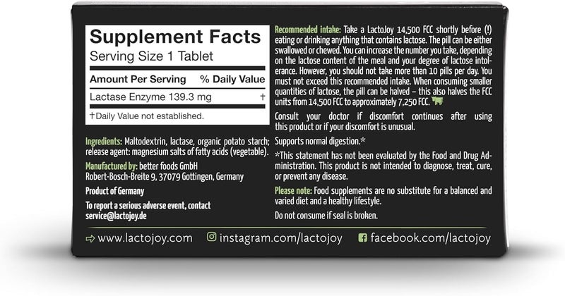 LactoJoy Lactase Tablets Helps with Lactose Intolerance Contains 45 Pcs of ExtraStrength Dose 14500 FCC Lactase Enzyme Tablets 100 Vegan Supports The Lactose Digestion - Image 2