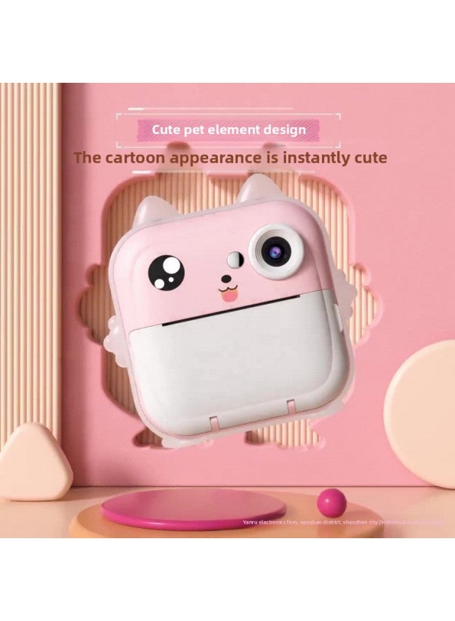 Generic 2024 Private Model Polaroid Print Camera HD Children's Camera Camera Camera Mini Cartoon Camera-Color:Y80 (pink) Little Dinosaur  - Image 3