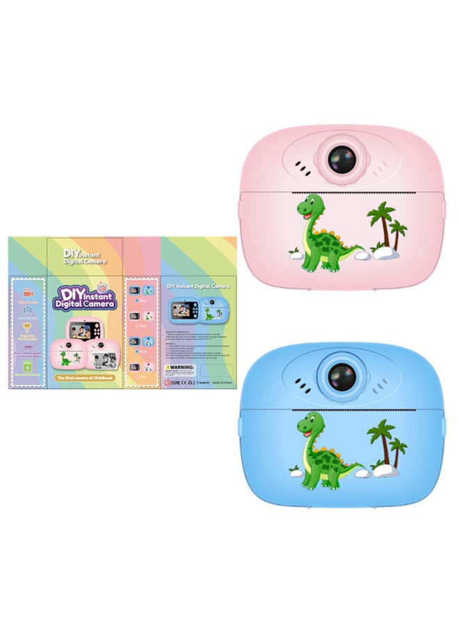 Generic 2024 Private Model Polaroid Print Camera HD Children's Camera Camera Camera Mini Cartoon Camera-Color:Y80 (pink) Little Dinosaur  - Image 1