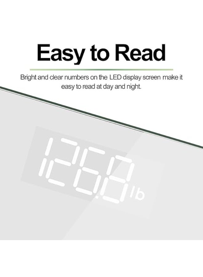 رينفو ميزان حمام رقمي من RENPHO لقياس وزن الجسم بدقة عالية، مزود بشاشة LED مضيئة، بتصميم حواف دائرية آمن، يتحمل وزن حتى 400 رطل، باللون الأبيض – Core 1S. - Image 2