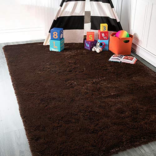 HOMORE Luxury Fluffy Area Rug Modern Shag Rugs for Bedroom Living Room, Super Soft and Comfy Carpet, Cute Carpets for Kids Nursery Girls Home, 3x5 Feet, Brown - Image 4