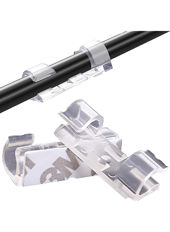 PYLCO SMART Adhesive Cable Clips,Wire Clips,Car Cable Organizer,Cable Holder,Cable Wire Management,Cable Holder for Car,Office,Home (Big Size Transparent - 48-Packs) - Image 1