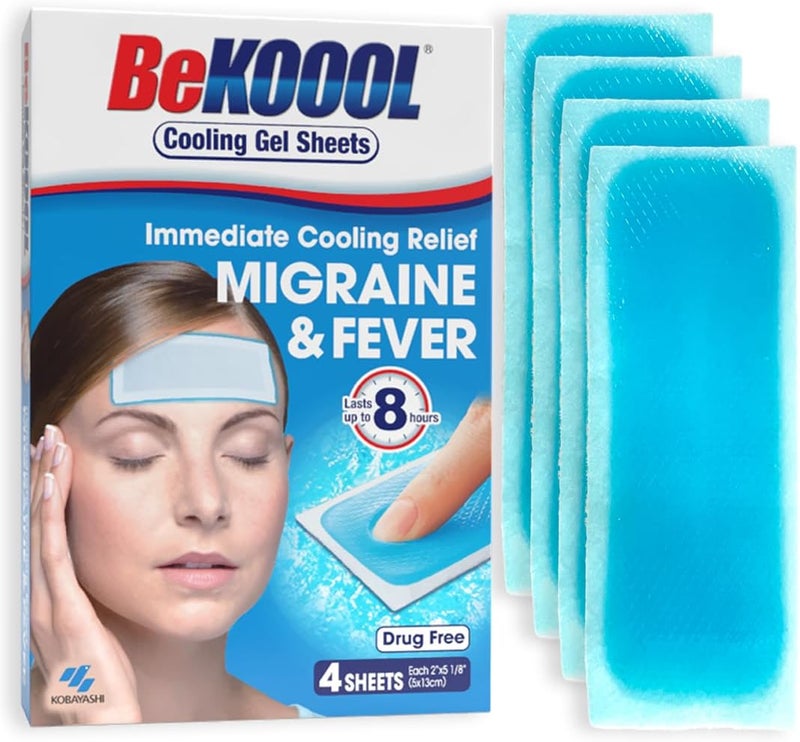 BeKoool Cooling Relief for Migraine Soft Gel Sheets 4 Each, Multicolor - Image 1