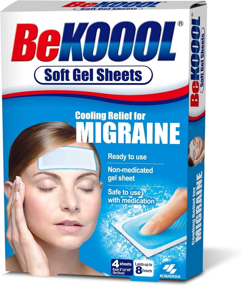 BeKoool Cooling Relief for Migraine Soft Gel Sheets 4 Each, Multicolor - Image 2