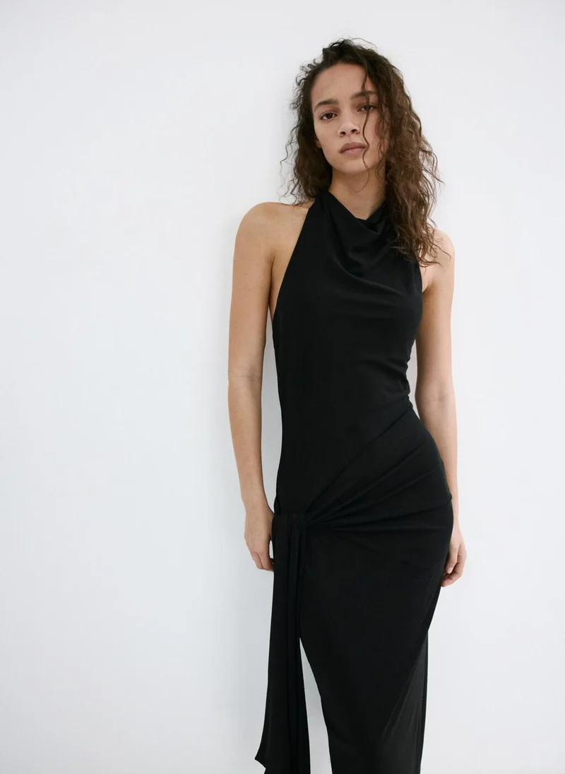 Mango black Halter Tie Dress for Women | Best Price UAE
