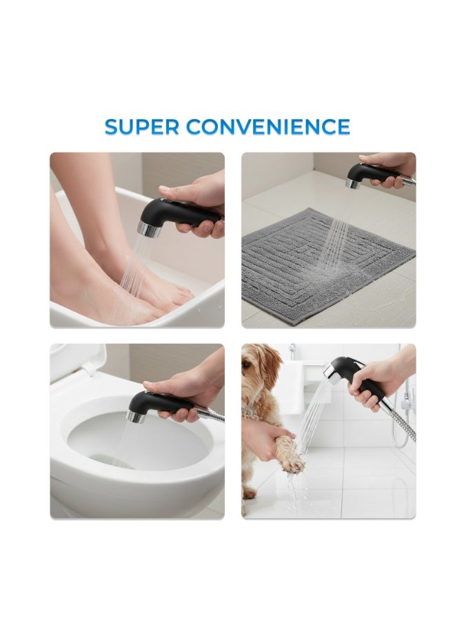 Bold Nero No Leak Shattaf Handheld Bidet Sprayer for Toilet – Ergonomic Trigger, Adjustable Water Pressure, Easy DIY Install, Bathroom Hygiene Spray for Home, Eco Friendly, Black - Image 3