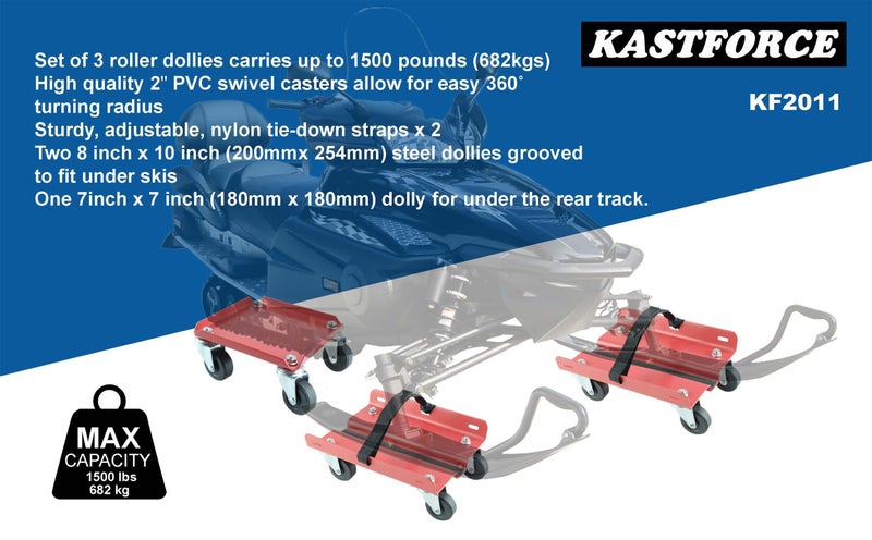 KASTFORCE مجموعة دوللي كاستفورس للزلاجات الثلجية، أقصى قدرة تحمل 1500 رطل، مزودة بأحزمة شديدة التحمل لتثبيتها بإحكام على الزلاجات Kf2011 - Image 4