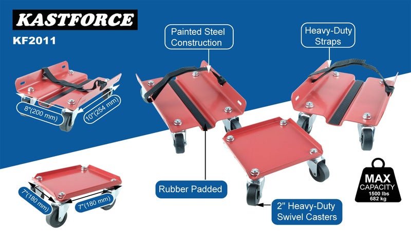 KASTFORCE مجموعة دوللي كاستفورس للزلاجات الثلجية، أقصى قدرة تحمل 1500 رطل، مزودة بأحزمة شديدة التحمل لتثبيتها بإحكام على الزلاجات Kf2011 - Image 3