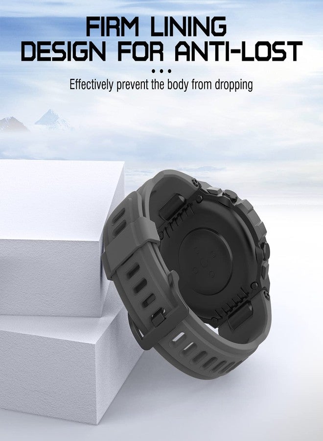 موكو سوار ساعة بديل من السيليكون الناعم من MoKo متوافق مع ساعات Amazfit T-Rex/T-Rex Pro، مع أدوات، رمادي داكن - Image 5