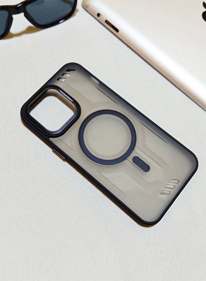 Premium Shockproof Case for Iphone 15 Pro Max - with Metal Camera Frame - Stylish Matte Magnetic Cover for All Ages and Supports MagSafe - Anti-fingerprint, Camera Protection, Drop Resistant - Compatible with Iphone 15 Pro Max - Black - Image 2