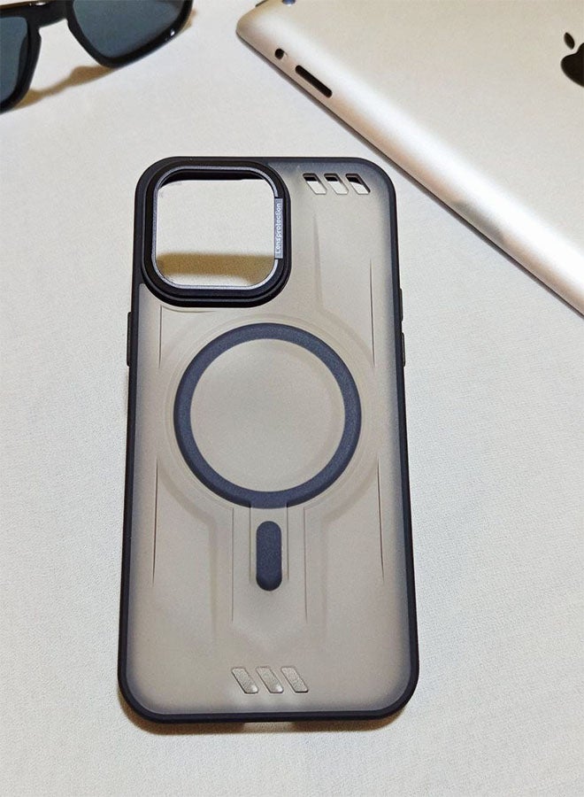 Premium Shockproof Case for Iphone 15 Pro Max - with Metal Camera Frame - Stylish Matte Magnetic Cover for All Ages and Supports MagSafe - Anti-fingerprint, Camera Protection, Drop Resistant - Compatible with Iphone 15 Pro Max - Black - Image 1