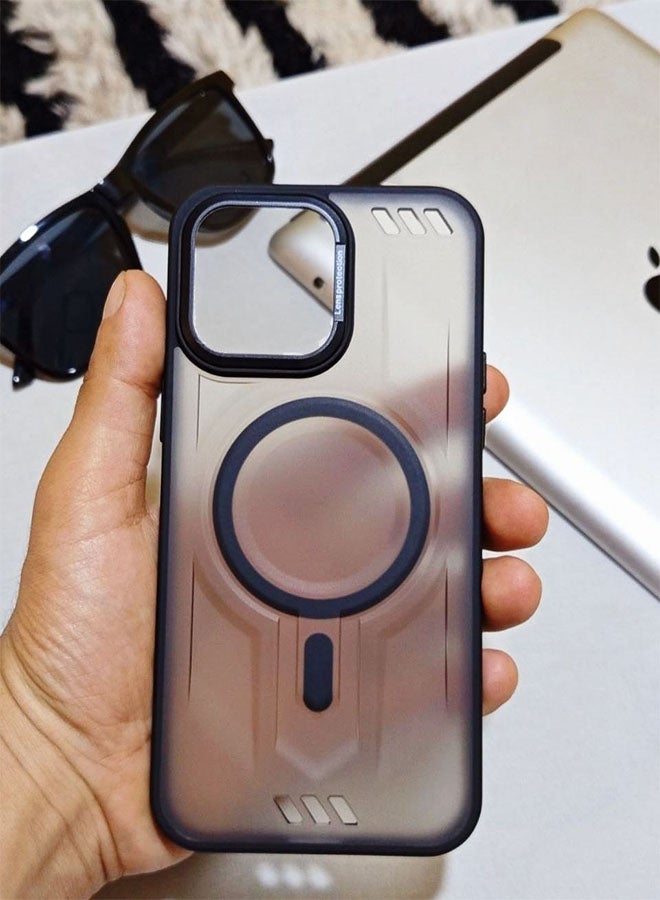 Premium Shockproof Case for Iphone 15 Pro Max - with Metal Camera Frame - Stylish Matte Magnetic Cover for All Ages and Supports MagSafe - Anti-fingerprint, Camera Protection, Drop Resistant - Compatible with Iphone 15 Pro Max - Black - Image 4