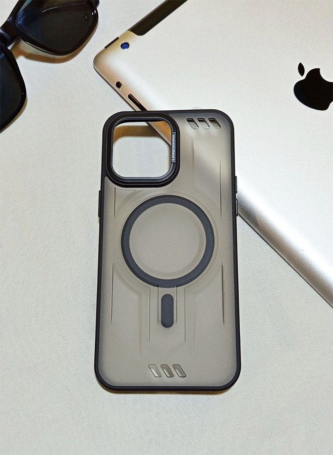 Premium Shockproof Case for Iphone 15 Pro Max - with Metal Camera Frame - Stylish Matte Magnetic Cover for All Ages and Supports MagSafe - Anti-fingerprint, Camera Protection, Drop Resistant - Compatible with Iphone 15 Pro Max - Black - Image 3