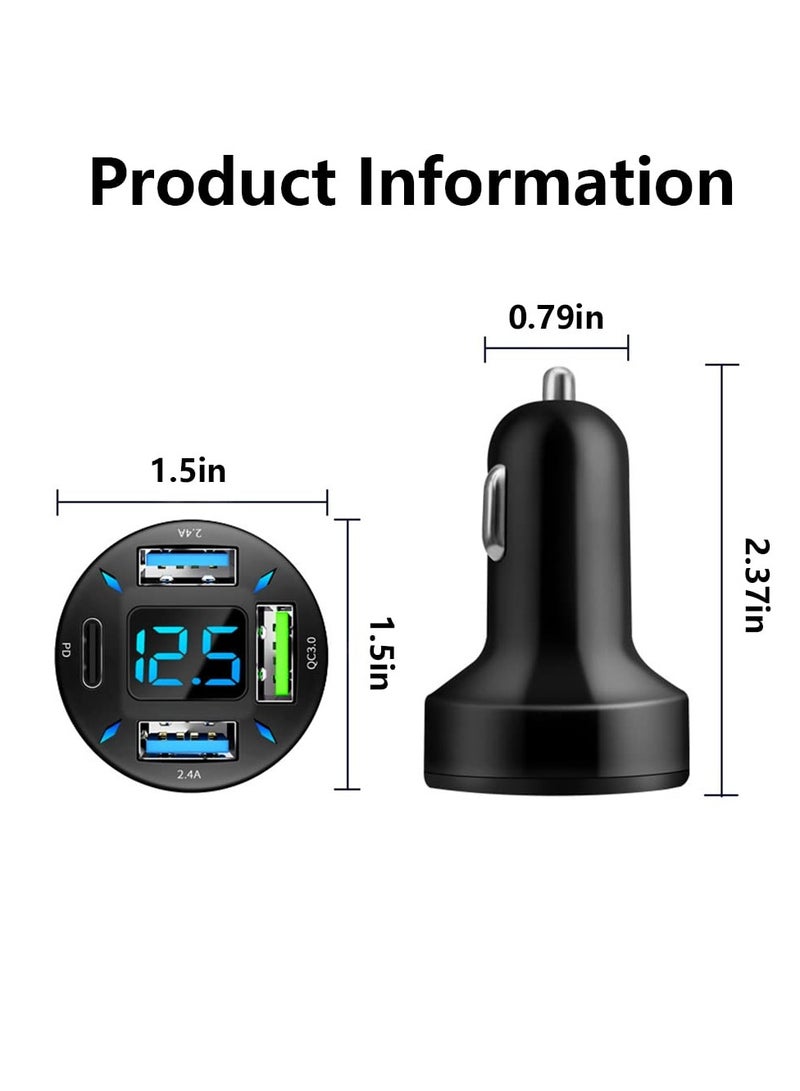 شيانغ مي شاحن سيارة 66 وات شحن فائق السرعة مع USB C&QC 3.0 (مقياس الفولتية وأضواء LED) شحن سريع عالمي لمقبس ولاعة السيارة 12-24 فولت، متوافق مع iPhone 14 13، S22، iPad - Image 2