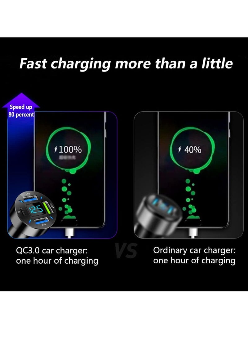 شيانغ مي شاحن سيارة 66 وات شحن فائق السرعة مع USB C&QC 3.0 (مقياس الفولتية وأضواء LED) شحن سريع عالمي لمقبس ولاعة السيارة 12-24 فولت، متوافق مع iPhone 14 13، S22، iPad - Image 3