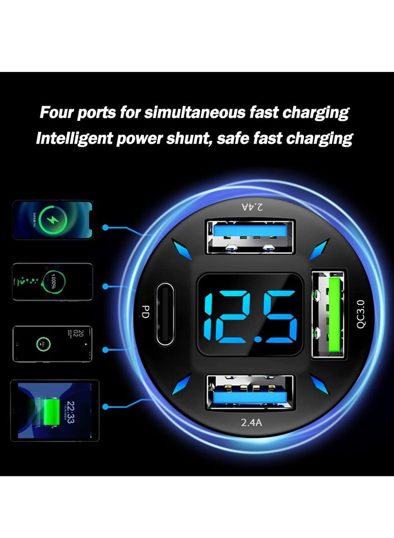 شيانغ مي شاحن سيارة 66 وات شحن فائق السرعة مع USB C&QC 3.0 (مقياس الفولتية وأضواء LED) شحن سريع عالمي لمقبس ولاعة السيارة 12-24 فولت، متوافق مع iPhone 14 13، S22، iPad - Image 4