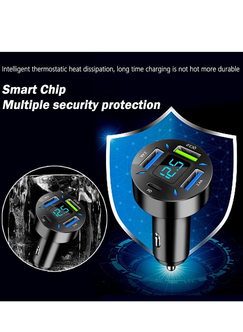 شيانغ مي شاحن سيارة 66 وات شحن فائق السرعة مع USB C&QC 3.0 (مقياس الفولتية وأضواء LED) شحن سريع عالمي لمقبس ولاعة السيارة 12-24 فولت، متوافق مع iPhone 14 13، S22، iPad - Image 5