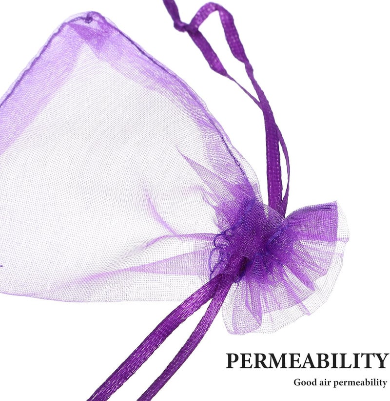 100pcs Deep Purple Lavender Sachet Bags 7x9cm Drawstring Empty Sachet Bags for Dried Flower Storage Cotton Mesh Blend Suitable for Home Fragrance and Closet Use - Image 3
