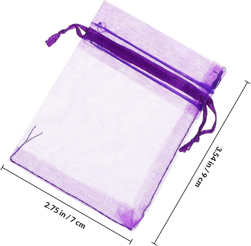 100pcs Deep Purple Lavender Sachet Bags 7x9cm Drawstring Empty Sachet Bags for Dried Flower Storage Cotton Mesh Blend Suitable for Home Fragrance and Closet Use - Image 2