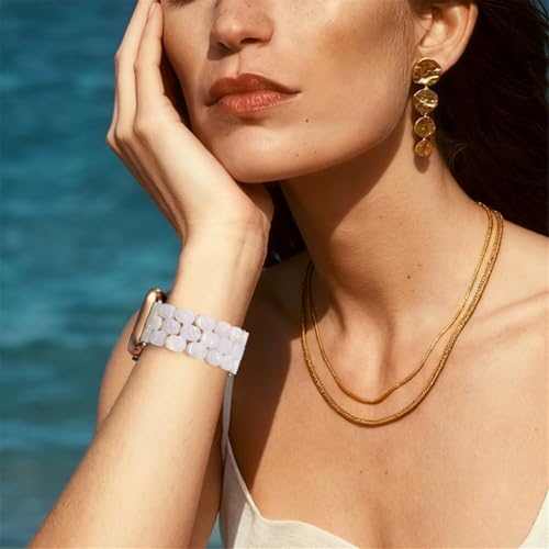 V-MORO VMORO Resin Bracelet Compatible with Apple Watch Band 40mm41mm42mm38mm Women Fashion Cute Wristband for iWatch Series 1110987654321SE Lightweight Dressy Fancy StrapColorful Ivory White - Image 3