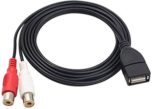 Haokiang USB to 2RCA Cable, Haokiang 5 Feet/1.5m USB 2.0 Female to 2 RCA Female Jack Splitter Audio Video AV Composite Adapter Cord Cable (USB F/2RCA F) - Image 3