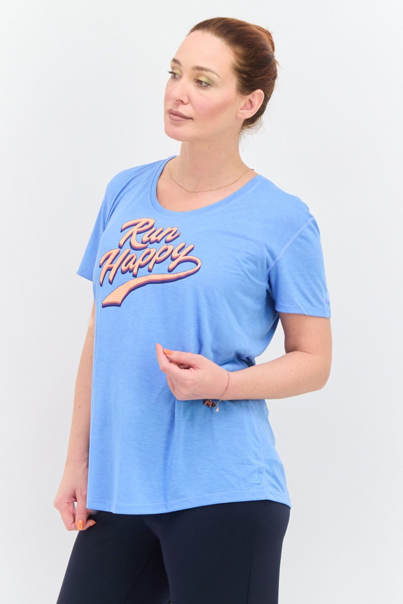 Brooks Women Sportswear Fit Short Sleeve Outdoor T Shirt, Blue - Image 2