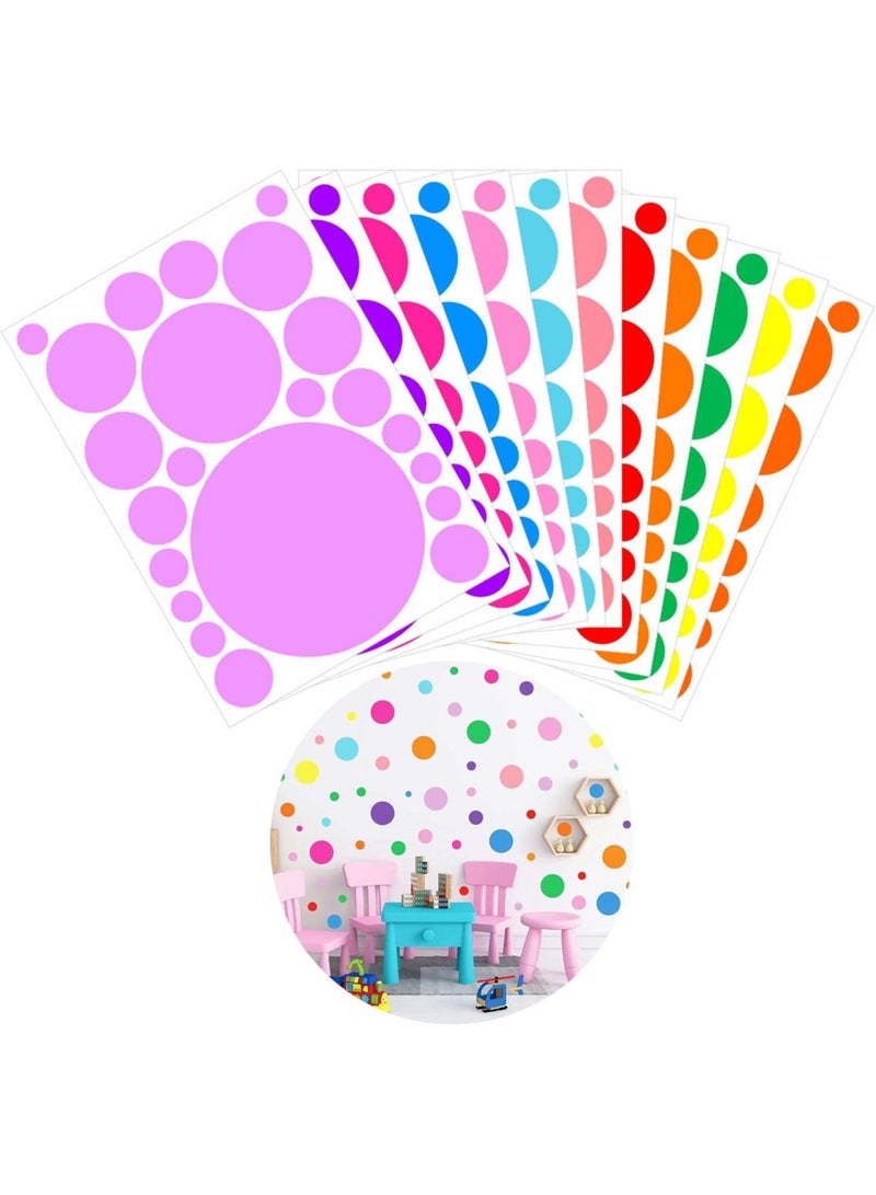 Home Smart Polka Dot Round Wall Stickers for Kids Assorted Color 12 Sheets Colorful Classroom Decoration Wall Stickers - Image 1