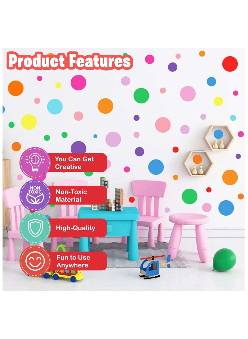 Home Smart Polka Dot Round Wall Stickers for Kids Assorted Color 12 Sheets Colorful Classroom Decoration Wall Stickers - Image 3