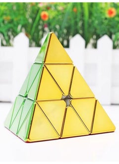 D ETERNAL D ETERNAL Magnity Magnetic pyraminx Metallic Mirror Reflective Stickerless Pyramid Speed Cube Metallic pyraminx Mminx,Kid  - Image 3
