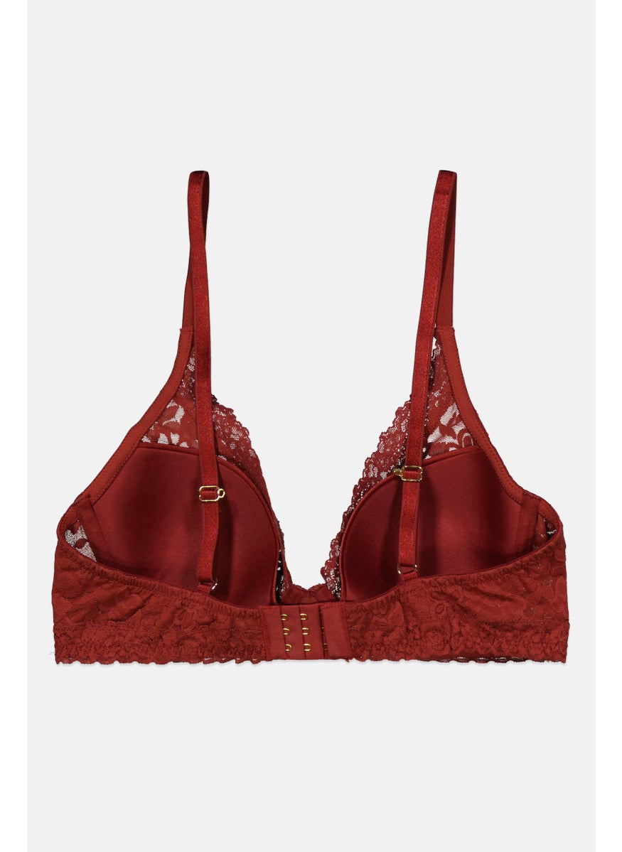 Hanky Panky Women Textured Light Padded Bra, Maroon  - Image 2