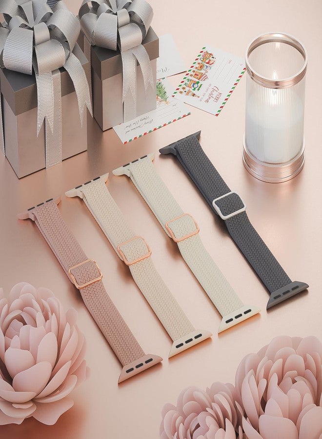 4 قطع من حزام ساعة Apple Watch 38 مم 42 مم 40 مم 44 مم 41 مم 45 مم 46 مم 49 مم للنساء والرجال، حزام رفيع من النايلون بحلقة فردية لسلسلة iWatch 11 10 9 8 7 SE 6 5 4 3 Ultra - Image 2