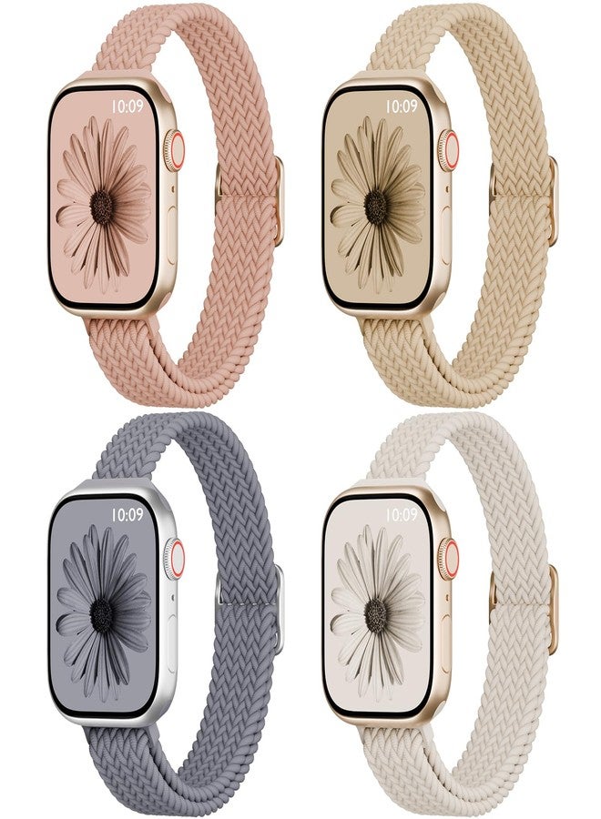4 قطع من حزام ساعة Apple Watch 38 مم 42 مم 40 مم 44 مم 41 مم 45 مم 46 مم 49 مم للنساء والرجال، حزام رفيع من النايلون بحلقة فردية لسلسلة iWatch 11 10 9 8 7 SE 6 5 4 3 Ultra - Image 1