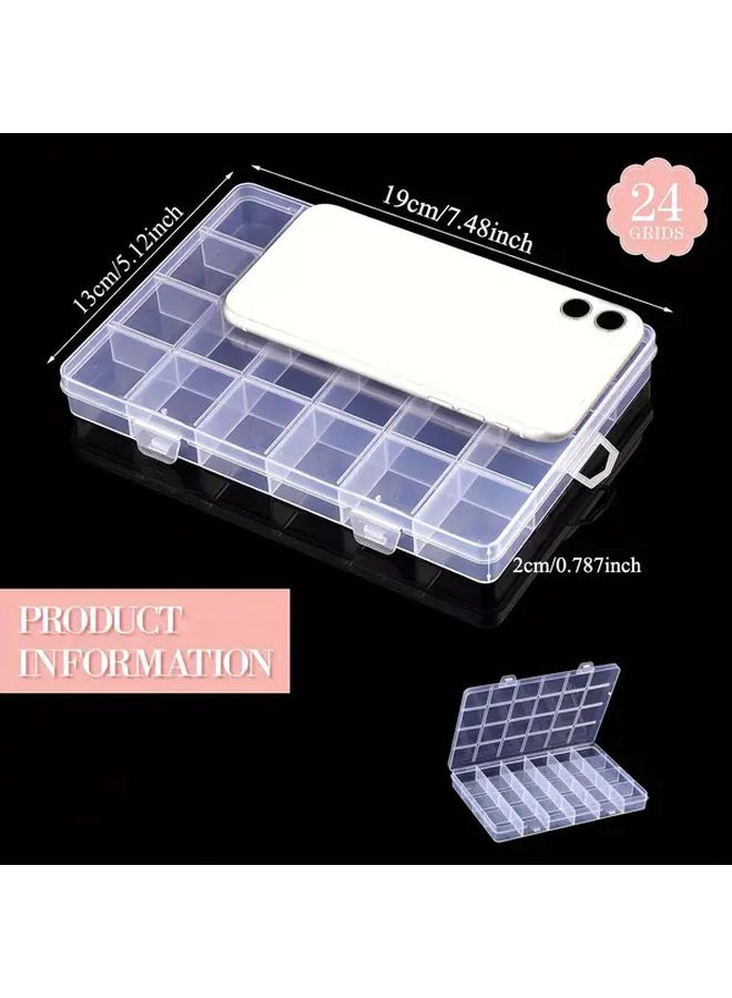 Transparent Plastic Storage Box 24 Grids 4 Pieces Organizer For Jewelry Crafts - Image 4