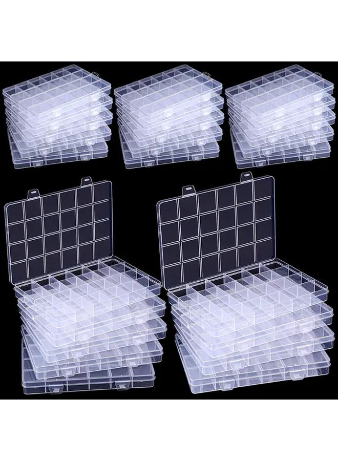 Transparent Plastic Storage Box 24 Grids 4 Pieces Organizer For Jewelry Crafts - Image 1