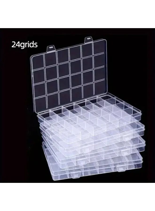 Transparent Plastic Storage Box 24 Grids 4 Pieces Organizer For Jewelry Crafts - Image 2