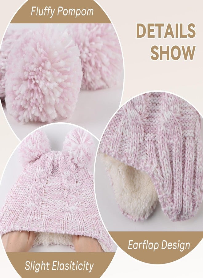Zsedrut Winter Baby Boy Hats Pompom Baby Beanie for Girls Fleece Newborn Infant Toddler Beanie (1-4 Years, Purple+Pink) - Image 4