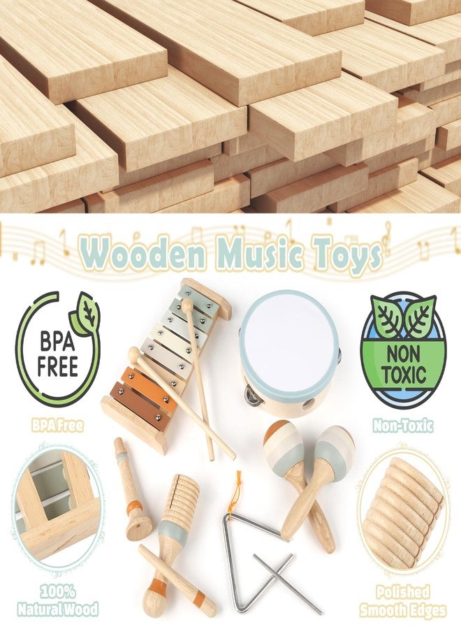 Vanplay Musical Instruments - 6 in 1 Wooden Musical Toys for 2 3 Year Old Boy & Girls Birthday Gifts, Neutral Colors with Modern Boho Xylophone for Toddler Preschool Educational Toy for Baby 18+ Months - Image 4