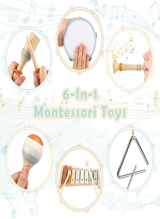 Vanplay Musical Instruments - 6 in 1 Wooden Musical Toys for 2 3 Year Old Boy & Girls Birthday Gifts, Neutral Colors with Modern Boho Xylophone for Toddler Preschool Educational Toy for Baby 18+ Months - Image 5